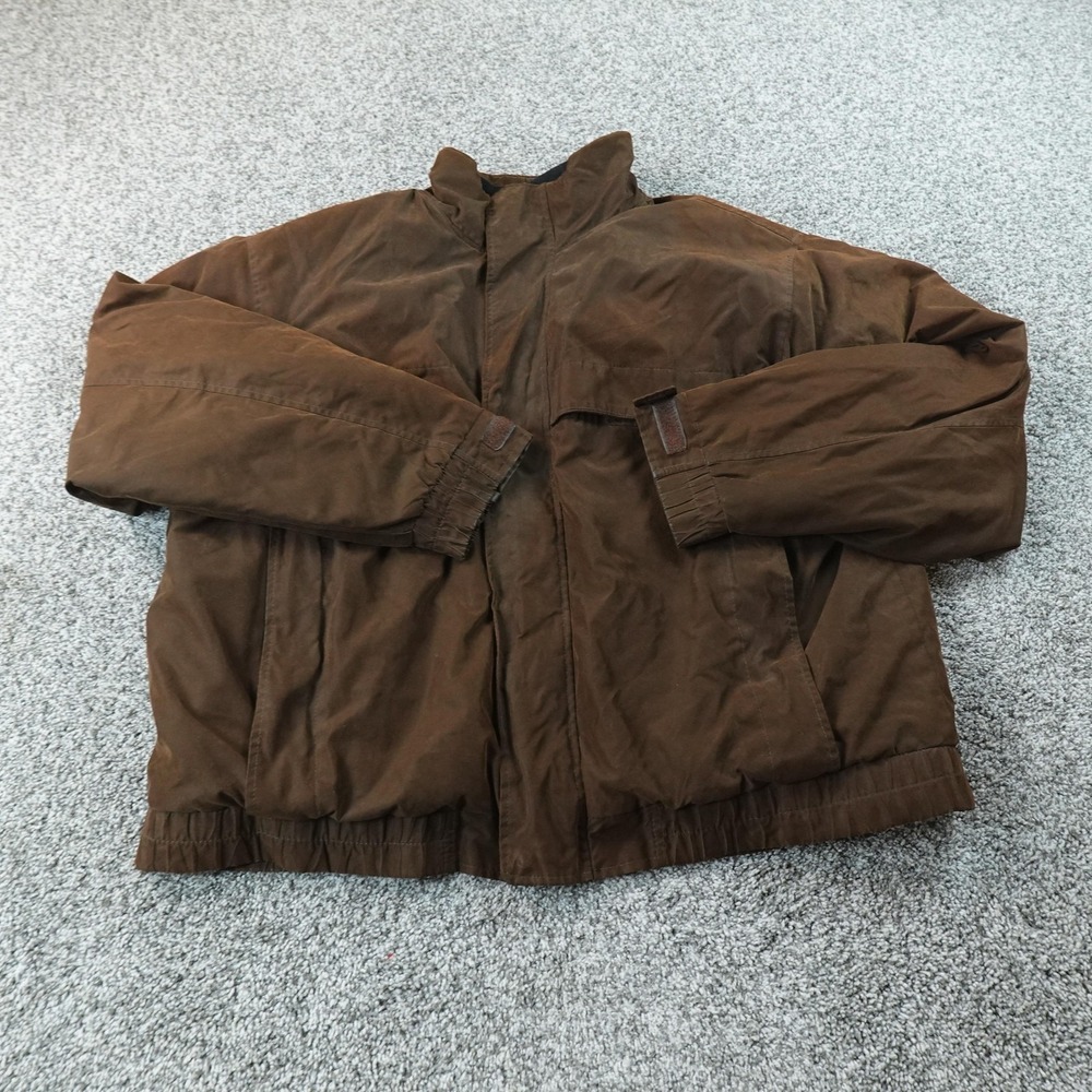 St Johns Bay Jacket Mens 2XL Brown‎ Microfiber Insulated Bomber Coat Windbreaker